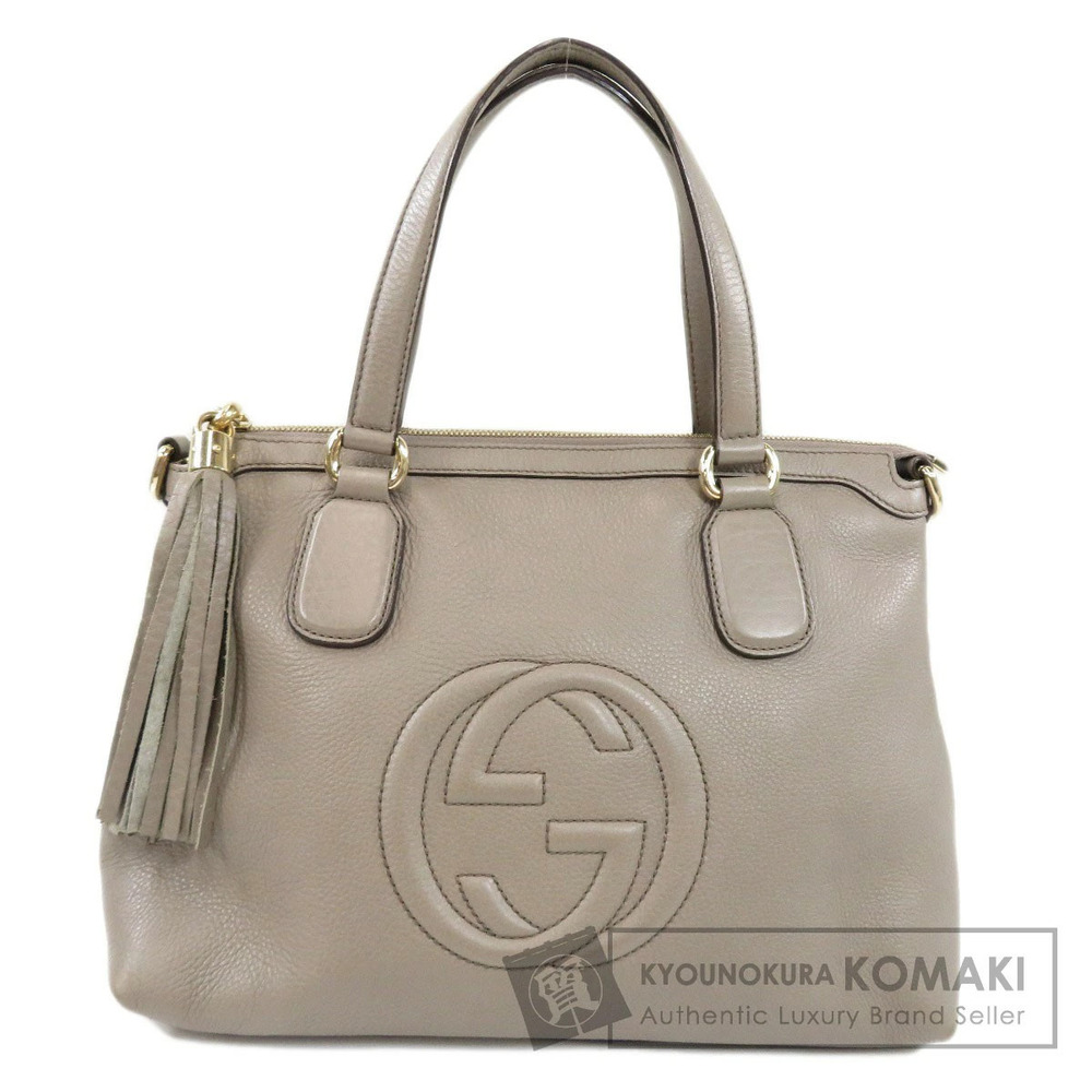 Gucci Soho top handle bag Beige Gray pebbled calfskin leather